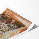 Classical Realism Painting - Woman and Dog at Table Art Print Canvas