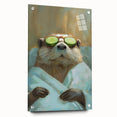 Relaxed Raccoon Bathroom Wall Art - Modern Coastal Decor