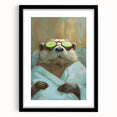 Relaxed Raccoon Bathroom Wall Art - Modern Coastal Decor