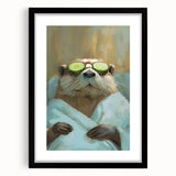 Relaxed Raccoon Bathroom Wall Art - Modern Coastal Decor