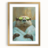Relaxed Raccoon Bathroom Wall Art - Modern Coastal Decor