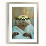Relaxed Raccoon Bathroom Wall Art - Modern Coastal Decor