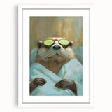 Relaxed Raccoon Bathroom Wall Art - Modern Coastal Decor