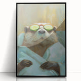 Relaxed Raccoon Bathroom Wall Art - Modern Coastal Decor