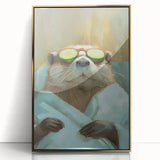 Relaxed Raccoon Bathroom Wall Art - Modern Coastal Decor
