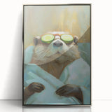Relaxed Raccoon Bathroom Wall Art - Modern Coastal Decor