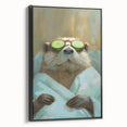 Relaxed Raccoon Bathroom Wall Art - Modern Coastal Decor