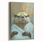 Relaxed Raccoon Bathroom Wall Art - Modern Coastal Decor