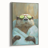 Relaxed Raccoon Bathroom Wall Art - Modern Coastal Decor