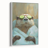 Relaxed Raccoon Bathroom Wall Art - Modern Coastal Decor