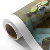 Relaxed Raccoon Bathroom Wall Art - Modern Coastal Decor