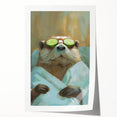 Relaxed Raccoon Bathroom Wall Art - Modern Coastal Decor
