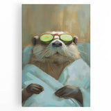 Relaxed Raccoon Bathroom Wall Art - Modern Coastal Decor