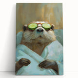 Relaxed Raccoon Bathroom Wall Art - Modern Coastal Decor