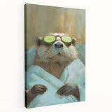 Relaxed Raccoon Bathroom Wall Art - Modern Coastal Decor