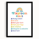 Playroom Rules Kids Educational Wall Art – Positive Learning Poster