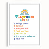 Playroom Rules Kids Educational Wall Art – Positive Learning Poster