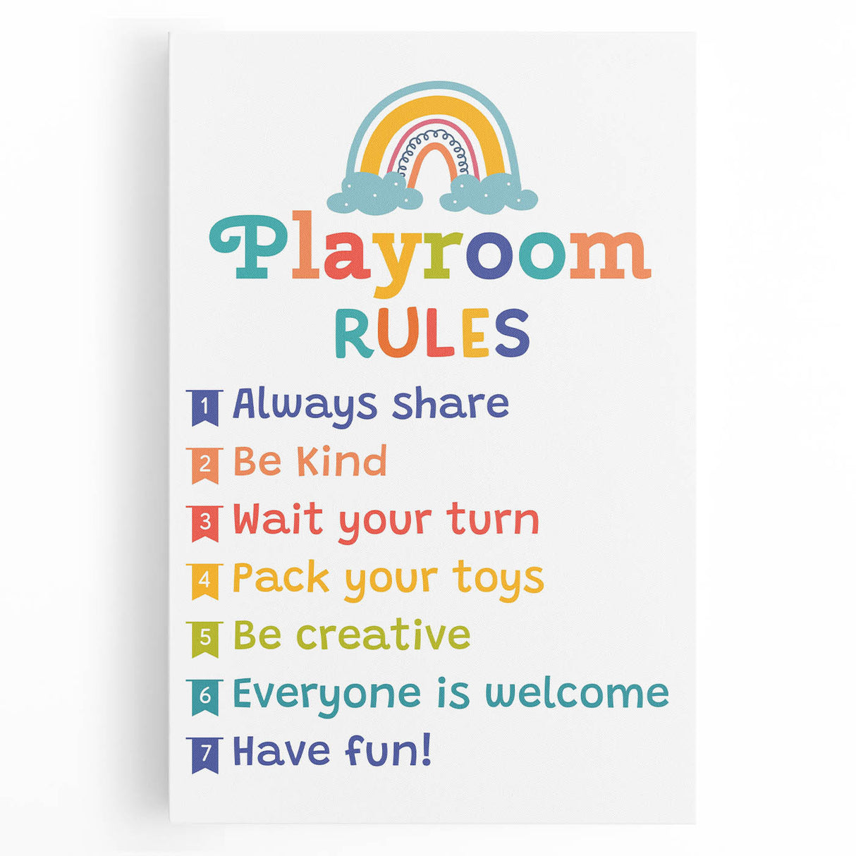 Playroom Rules Kids Educational Wall Art – Positive Learning Poster