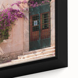 Extra large framed canvas of a textured African scenery in black with colorful accents, ideal for living room decor.