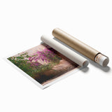 Extra large rolled print of Algerian scenery with vibrant floral elements, ideal for classy bathroom wall art.