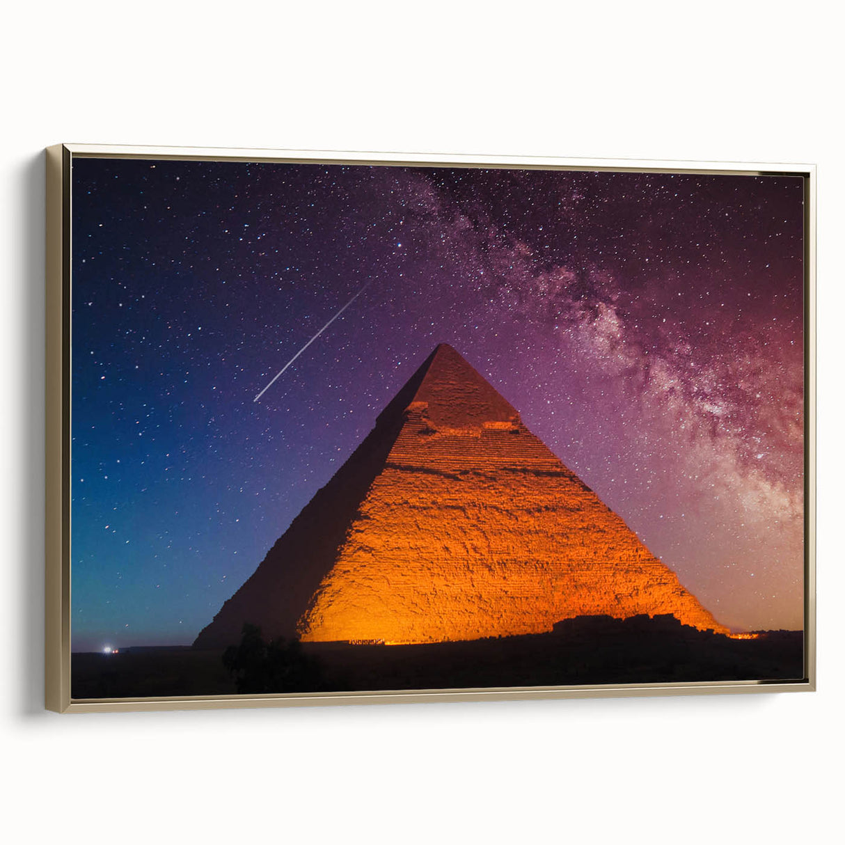 Landscape art painting of Egyptian scenery on framed canvas.