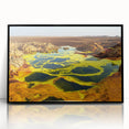 Large abstract wall art depicting an Ethiopian landscape in muted earth tones on framed acrylic.
