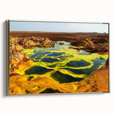 Framed canvas landscape art painting depicting the Ethiopian scenery in vibrant earth tones, suitable for living room decor.