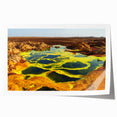Ethiopian landscape on rolled canvas featuring muted earth tones and floral elements, suitable for dining room or bathroom.