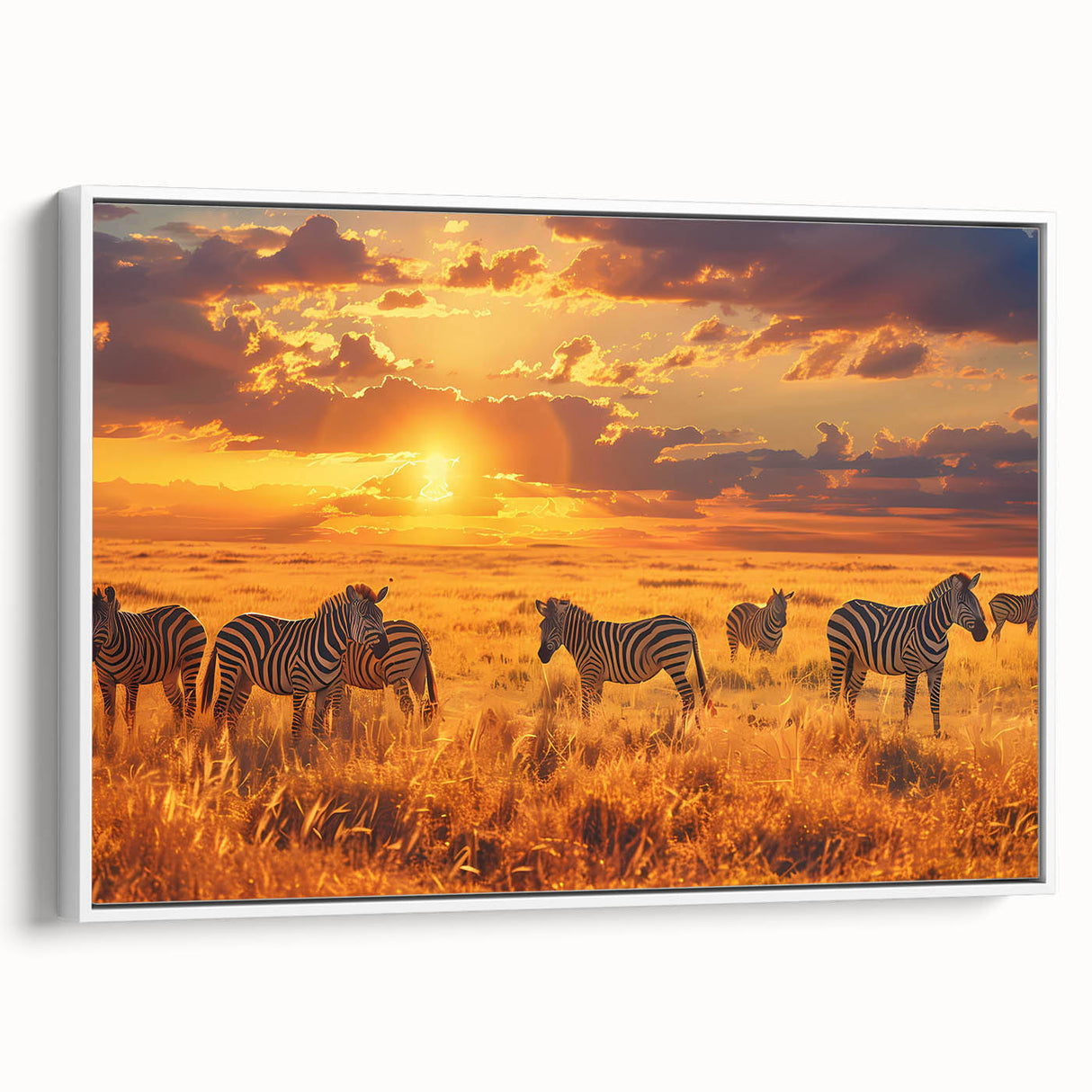 Framed canvas featuring a serene Kenyan landscape in muted earth tones, ideal for bedroom wall art.