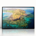 Large abstract wall art featuring a stylized Madagascar scene in muted earth tones on framed acrylic.