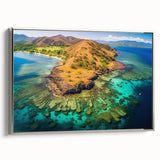 Vintage poster art of a Madagascar landscape on framed canvas, featuring vibrant colors, ideal for living room decor.