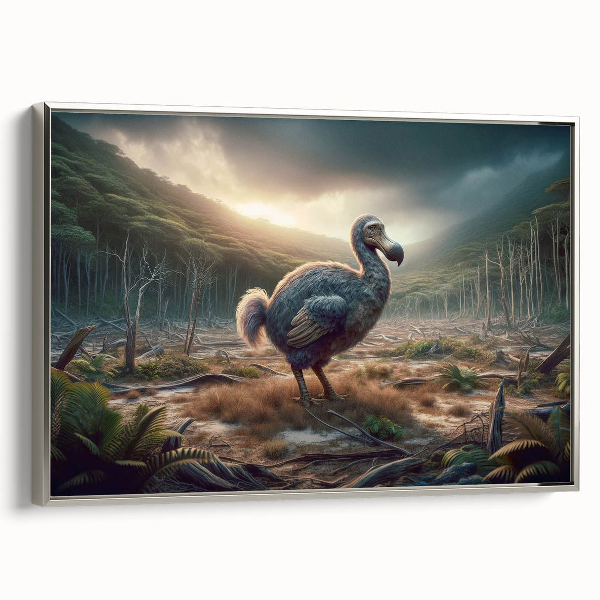 Vintage poster art of Mauritius scenery on extra large framed canvas, featuring vibrant colors, ideal for living room decor.