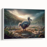 Framed canvas featuring a serene landscape of Mauritius with lush greenery and a calm sea, set in a black frame.