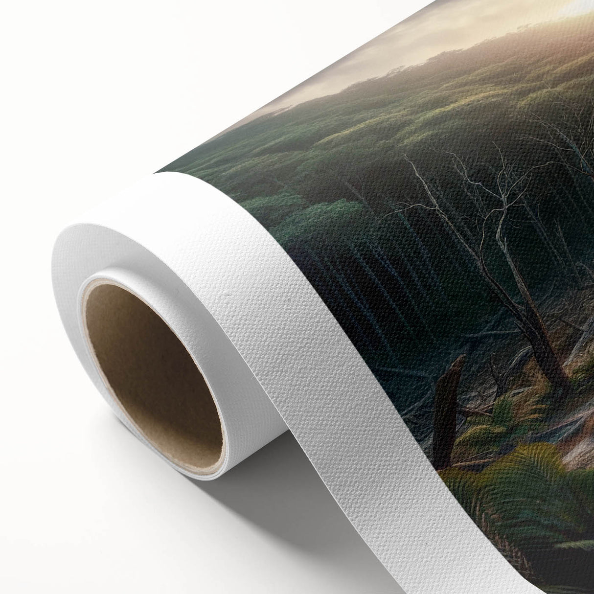 Art deco poster of a serene Mauritius landscape in pastel shades, printed on rolled canvas, ideal for nursery wall art.