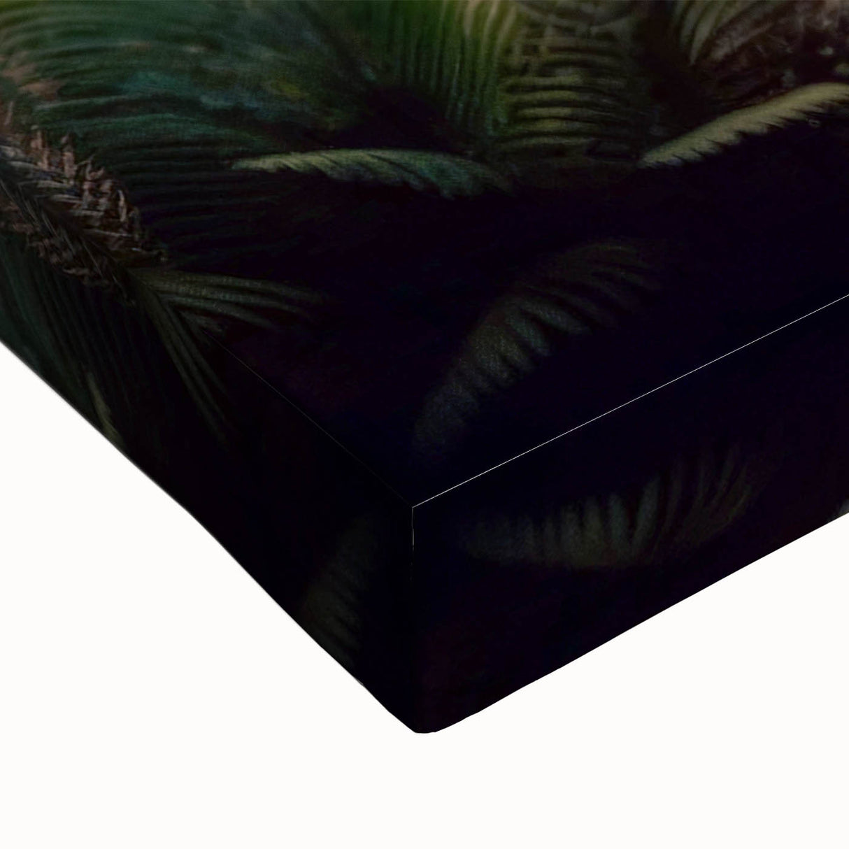 Large art of a black and white landscape painting of Mauritius on stretched canvas, suitable for bedroom wall decor.