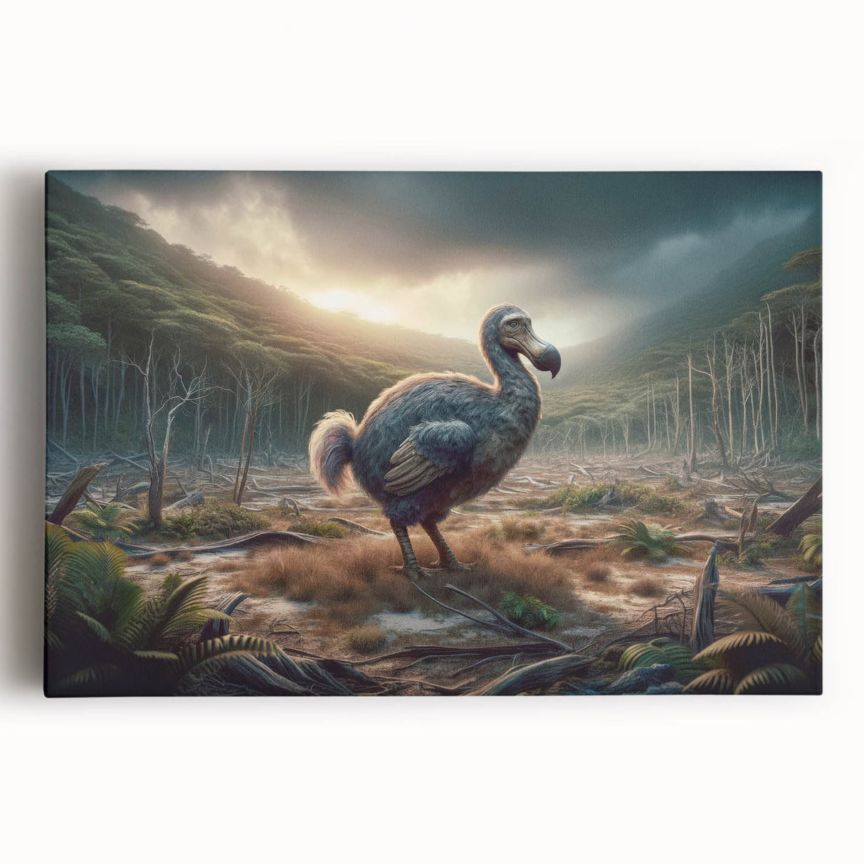 Black and white stretched canvas of a serene Mauritius landscape, ideal for kitchen wall art.
