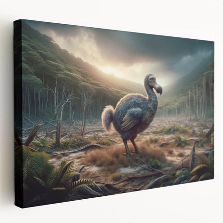 Side view of a large stretched canvas depicting a vibrant Mauritian landscape, ideal for kitchen wall art.