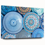 Large abstract wall art featuring a Moroccan landscape in muted earth tones on acrylic glass.