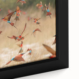 Black wall art featuring a textured Namibian landscape on extra large framed canvas with colorful accents.
