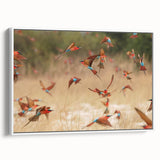 Framed canvas of a Namibian landscape, featuring vibrant colors on a white background, ideal for living room decor.