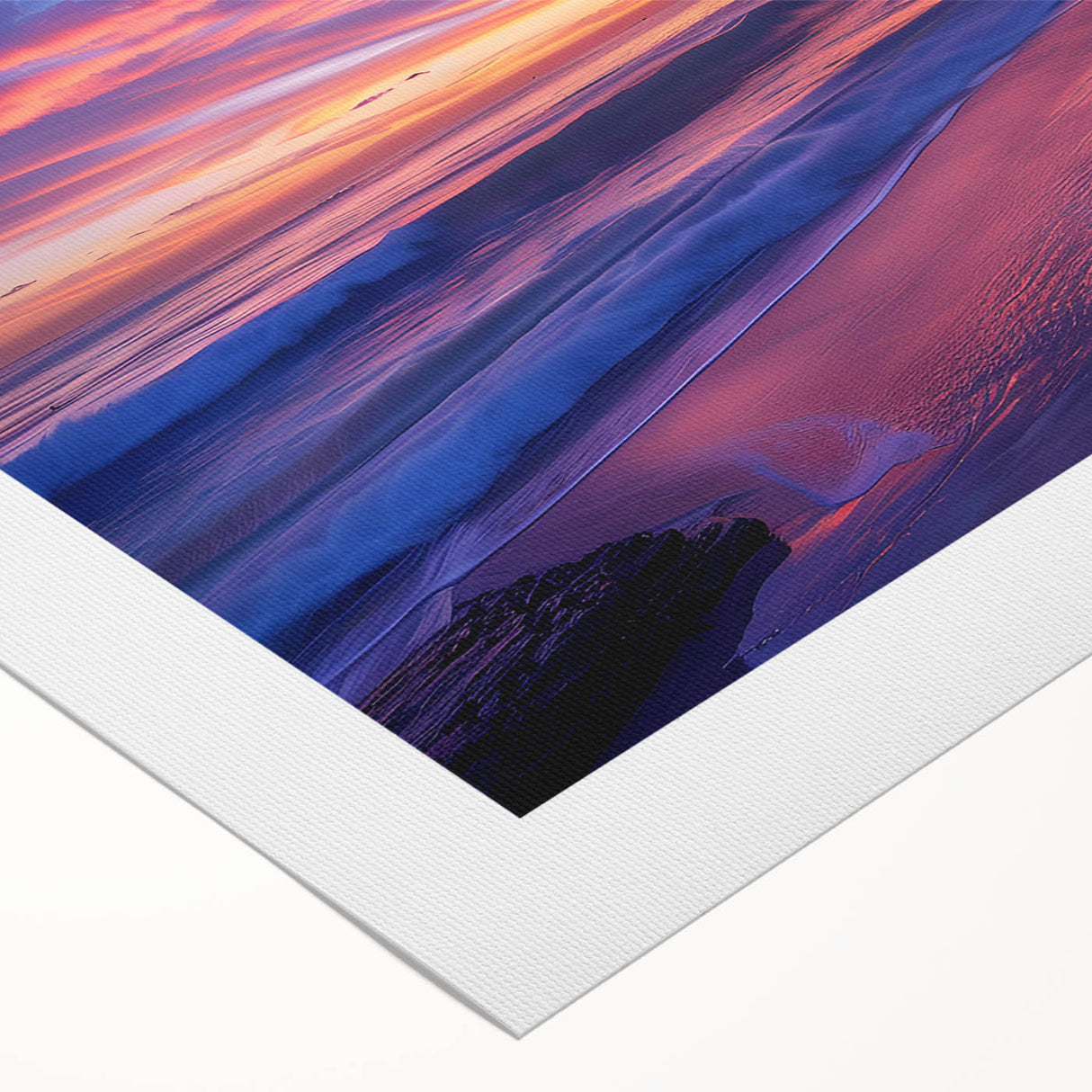 Art deco poster featuring a stylized South African landscape in muted earth tones on rolled canvas.