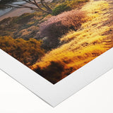 Art deco poster featuring a serene Tanzanian landscape in muted earth tones on rolled canvas, suitable for dining room decor.