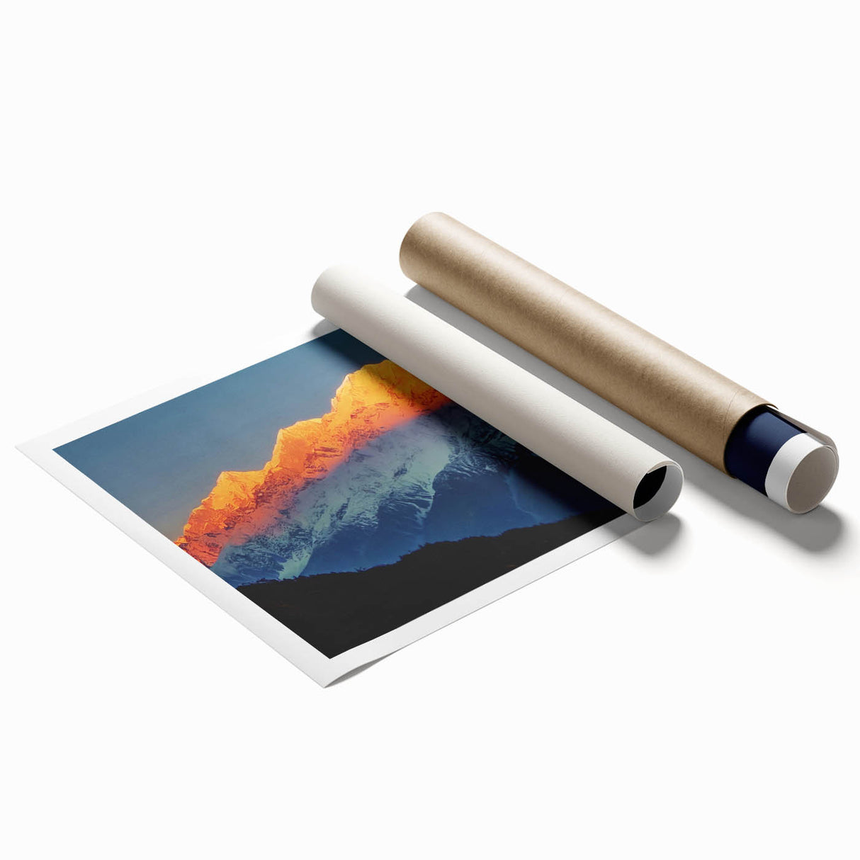 Extra large rolled print of a Tibetan landscape with vibrant floral elements, ideal for classy bathroom wall art.