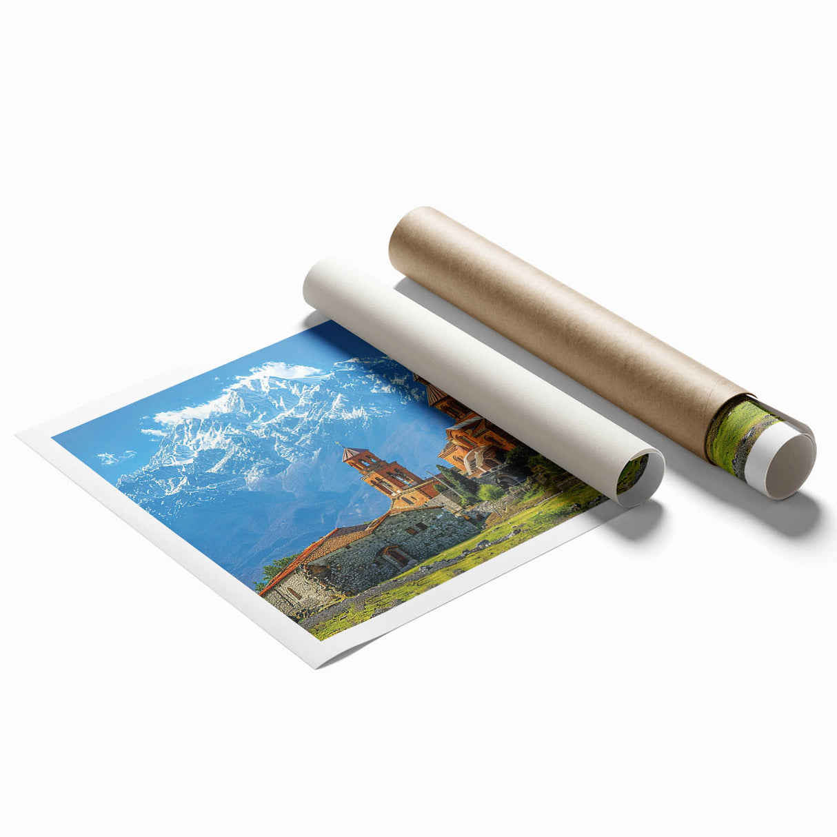 Extra large rolled print of Asian-inspired floral art in soft pastel shades, ideal for classy bathroom wall art.