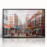 Framed acrylic print of a large abstract depiction of Hong Kong in black and white tones, suitable for modern art wall decor.