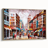 Framed canvas depicting a vintage-style Hong Kong landscape in black and gold tones, ideal for bedroom wall art.