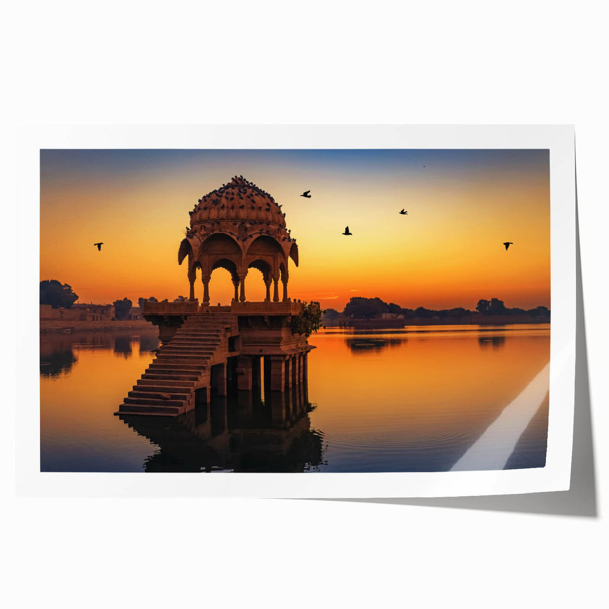 Extra large rolled print of a vibrant Indian landscape with lush florals, ideal for art wall dining room decor.