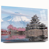 Large abstract wall art depicting an Asian scenery in muted earth tones on an acrylic print.