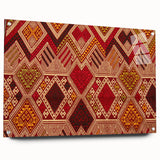 Acrylic print of a Laotian landscape in muted earth tones, ideal for dining room or bedroom decor.