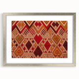 Textured abstract art print depicting a Laos scenery in muted earth tones, framed with a silver mat.